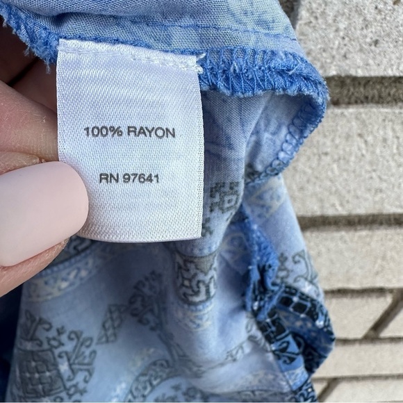 J. Jill Tunic Sleeveless Tank Button Front Loose Flowy Blue Print - Picture 7 of 10